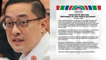Pika's Pick: ABS-CBN president Carlo Katigbak says: “Kapit lang, muling magliliwanag ang kwento ng bawat Filipino.”