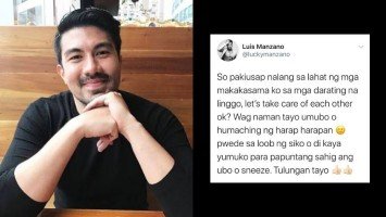 Pika's Pick: Amidst the Corona virus scare, Luis Manzano posts reminders on how to prevent getting or spreading virus; invokes everyone to do their share in prevention