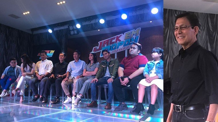 For Tirso Cruz III, “the show must go on.”  Here he is (fourth from left) with the rest of the cast of Jack Em Popoy: The Puliscredibles namely (L-R):  Baeby Baste, Ryza Cenon, Mark Lapid, Vic Sotto, Maine Mendoza, Coco Martin, PJ Endrinal, and Ryzza Mae Dizon.