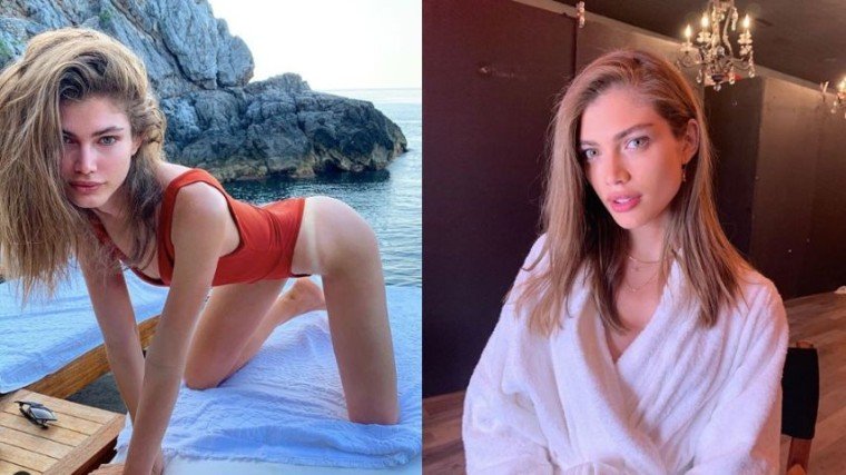 (Right photo) Valentina Sampaio gives her IG followers a sneak peak of her first photo shoot with VS’s Pink brand last August 1. The post’s caption read: “Backstage click @vspink 💕💕”&nbsp;