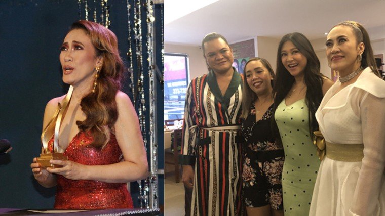 (Right Photo, L-R) Juliana Parizcova Segovia, Kakai Bautista, Rufa Mae Quinto, and Ai-Ai delas Alas comprise the riot four of the comedy film, And Ai, Thank You, which is about a bitchy actress (played by Ai-Ai) reaping her so-called bad karma.