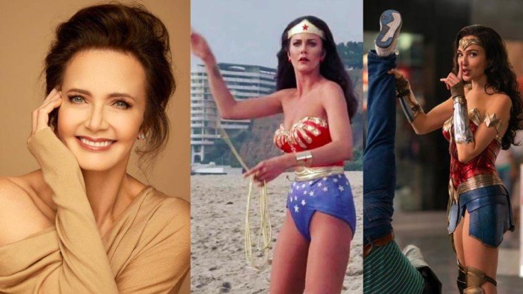 Lynda Carter, 70, (left and center) will reprise her role as the warrior Asteria, her cameo in the film, Wonder Woman 1984, in Wonder Woman 3 with Gal Gadot (right).