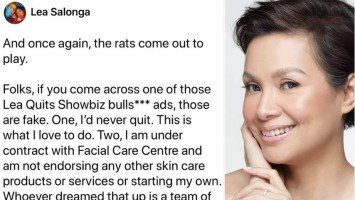 Lea Salonga slams fake skin-care ad featuring her as an endorser