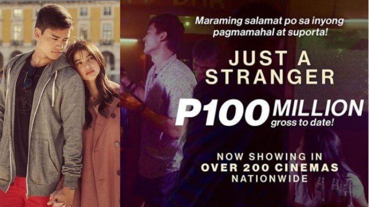 JUST A STRANGER JUST HIT A HUNDRED MILLION!! The Jason Paul Laxamana flick starring Anne Curtis and Marco Gumabao just grossed 100 million pesos in ticket sales! Congratulations, guys!